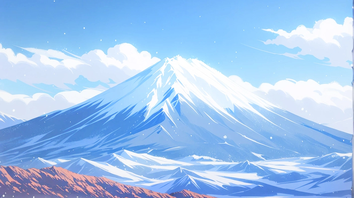 aieaseで雪山の写真を漫画風に変換する効果
